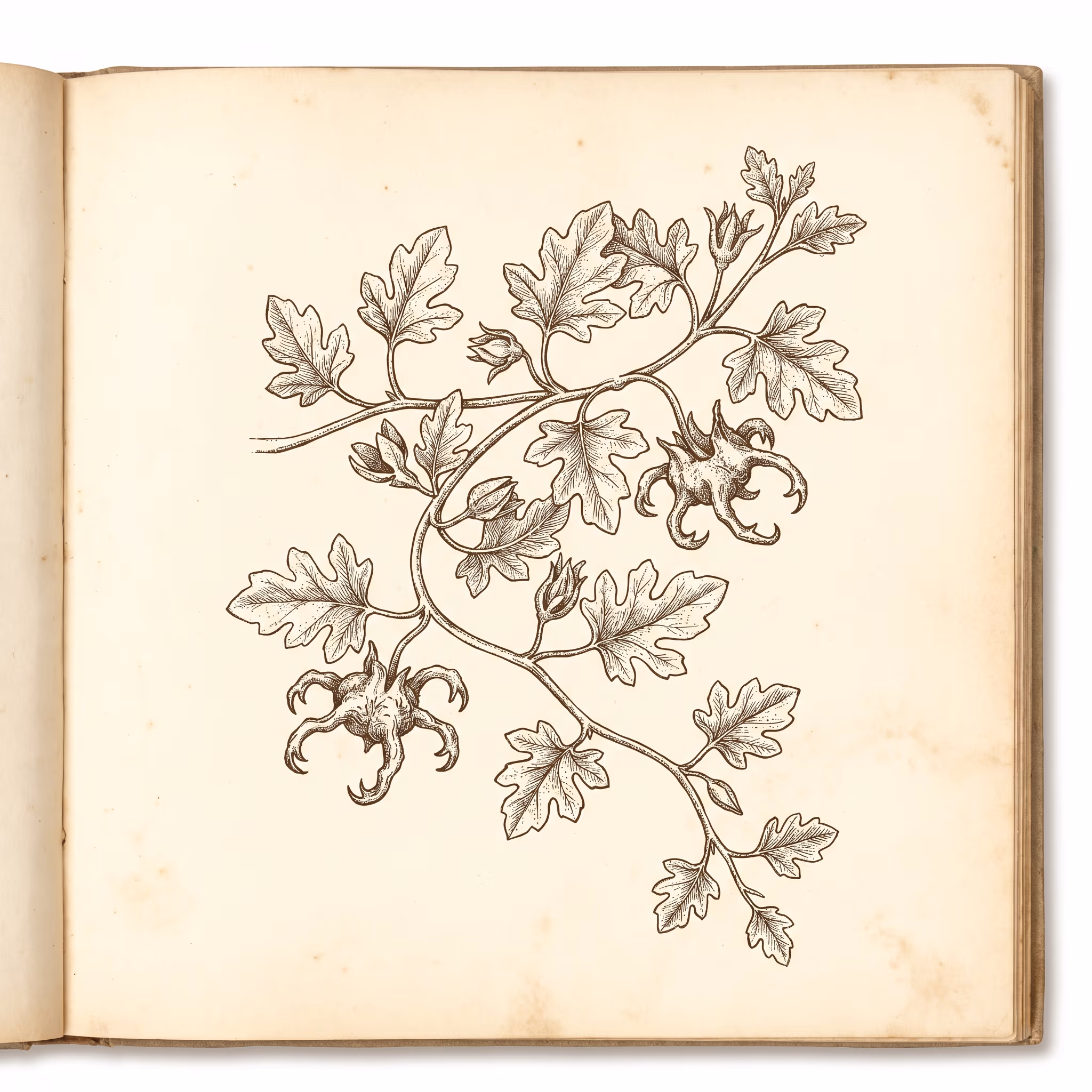 Botanical illustration of devil's claw — Harpagophytum procumbens.